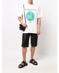 T-shirt à col rond imprimé blanc MSGM