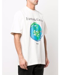 T-shirt à col rond imprimé blanc MSGM