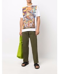 T-shirt à col rond imprimé blanc Junya Watanabe MAN