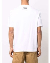 T-shirt à col rond imprimé blanc BOSS