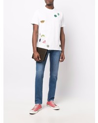 T-shirt à col rond imprimé blanc PS Paul Smith