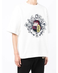 T-shirt à col rond imprimé blanc Evisu