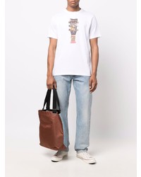 T-shirt à col rond imprimé blanc PS Paul Smith