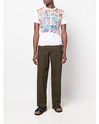 T-shirt à col rond imprimé blanc Junya Watanabe MAN