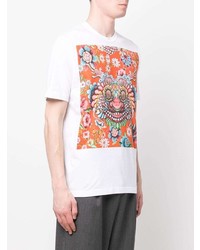 T-shirt à col rond imprimé blanc Junya Watanabe