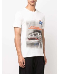 T-shirt à col rond imprimé blanc Automobili Lamborghini