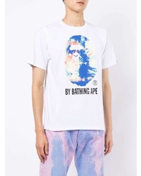 T-shirt à col rond imprimé blanc A Bathing Ape