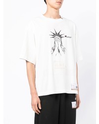 T-shirt à col rond imprimé blanc Maison Mihara Yasuhiro