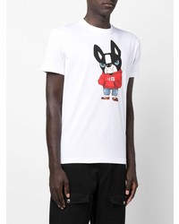 T-shirt à col rond imprimé blanc DSQUARED2