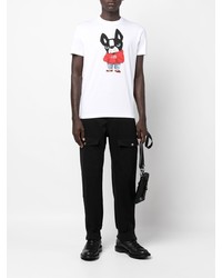 T-shirt à col rond imprimé blanc DSQUARED2