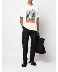 T-shirt à col rond imprimé blanc Heron Preston