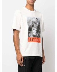 T-shirt à col rond imprimé blanc Heron Preston