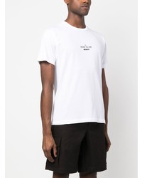 T-shirt à col rond imprimé blanc Stone Island