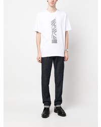 T-shirt à col rond imprimé blanc Emporio Armani