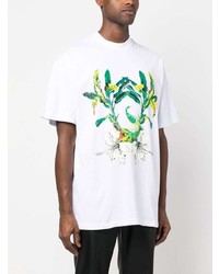 T-shirt à col rond imprimé blanc MSGM