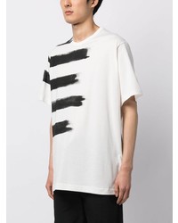 T-shirt à col rond imprimé blanc Yohji Yamamoto