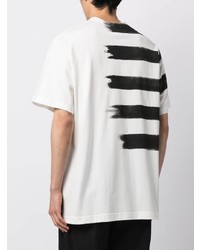 T-shirt à col rond imprimé blanc Yohji Yamamoto