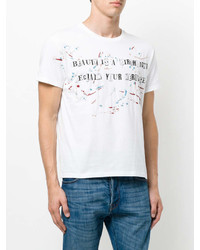 T-shirt à col rond imprimé blanc Valentino