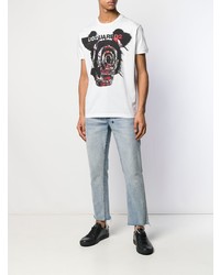 T-shirt à col rond imprimé blanc DSQUARED2