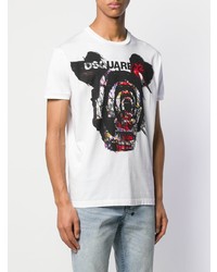 T-shirt à col rond imprimé blanc DSQUARED2