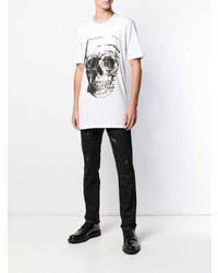 T-shirt à col rond imprimé blanc Philipp Plein