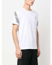 T-shirt à col rond imprimé blanc Ea7 Emporio Armani