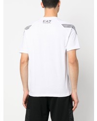 T-shirt à col rond imprimé blanc Ea7 Emporio Armani