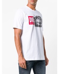 T-shirt à col rond imprimé blanc Diesel