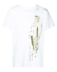 T-shirt à col rond imprimé blanc Greg Lauren