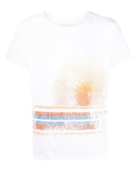 T-shirt à col rond imprimé blanc Greg Lauren