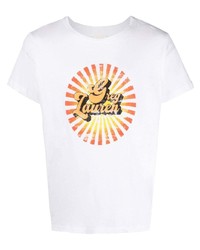 T-shirt à col rond imprimé blanc Greg Lauren