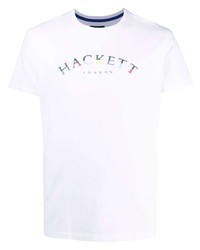 T-shirt à col rond imprimé blanc Hackett