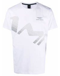 T-shirt à col rond imprimé blanc Hackett