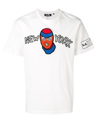 T-shirt à col rond imprimé blanc Haculla