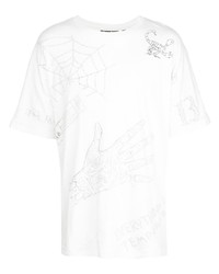 T-shirt à col rond imprimé blanc Haculla