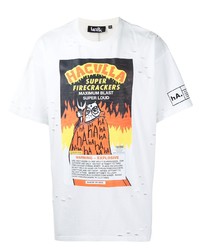 T-shirt à col rond imprimé blanc Haculla