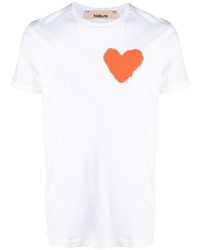 T-shirt à col rond imprimé blanc Haikure