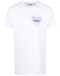T-shirt à col rond imprimé blanc Haikure