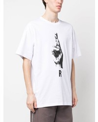 T-shirt à col rond imprimé blanc Raf Simons