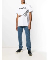 T-shirt à col rond imprimé blanc Maison Margiela