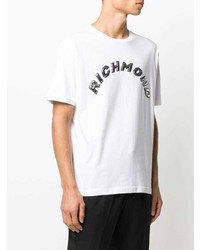 T-shirt à col rond imprimé blanc John Richmond