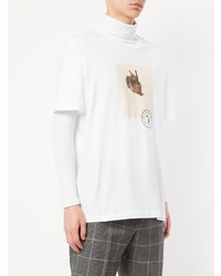 T-shirt à col rond imprimé blanc Oamc