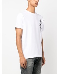 T-shirt à col rond imprimé blanc John Richmond