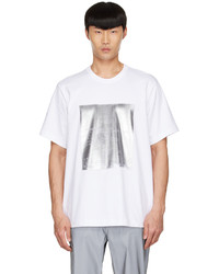 T-shirt à col rond imprimé blanc Helmut Lang