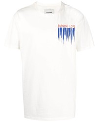 T-shirt à col rond imprimé blanc Henrik Vibskov