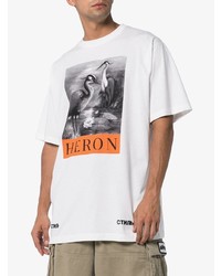 T-shirt à col rond imprimé blanc Heron Preston