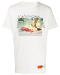 T-shirt à col rond imprimé blanc Heron Preston