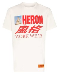 T-shirt à col rond imprimé blanc Heron Preston