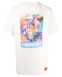 T-shirt à col rond imprimé blanc Heron Preston