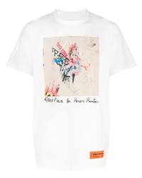 T-shirt à col rond imprimé blanc Heron Preston